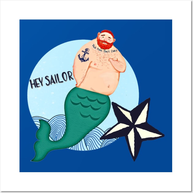 Hey Sailor (Ginger Merman) Wall Art by JasonLloyd